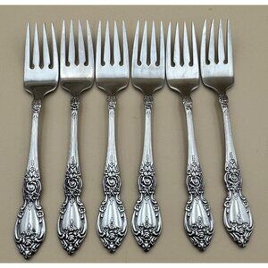 6 Oneida OCO WORDSWORTH Salad Forks USA Glossy Stainless Steel Flatware